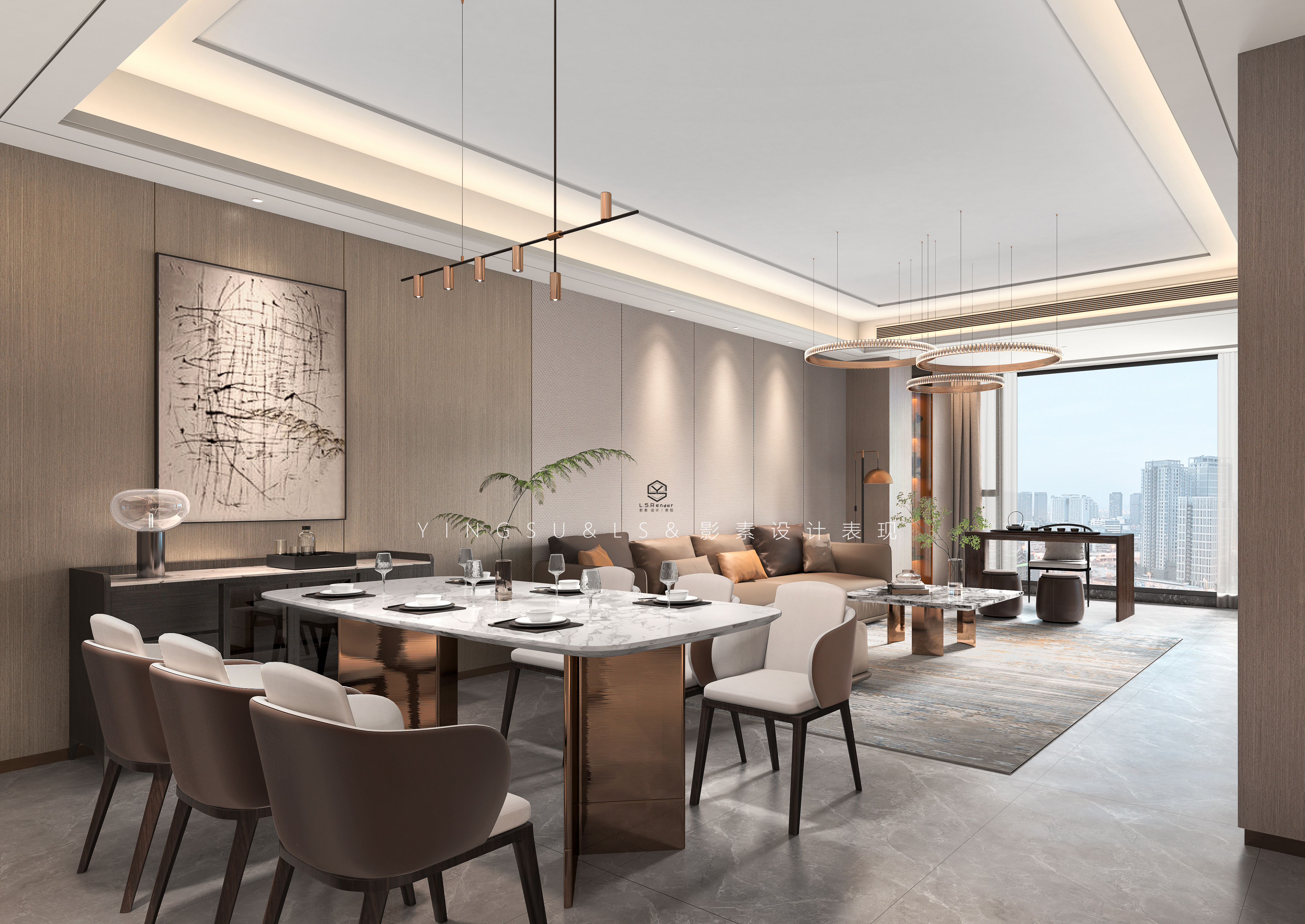 影素设计 • 大平层客餐厅设计表现-5