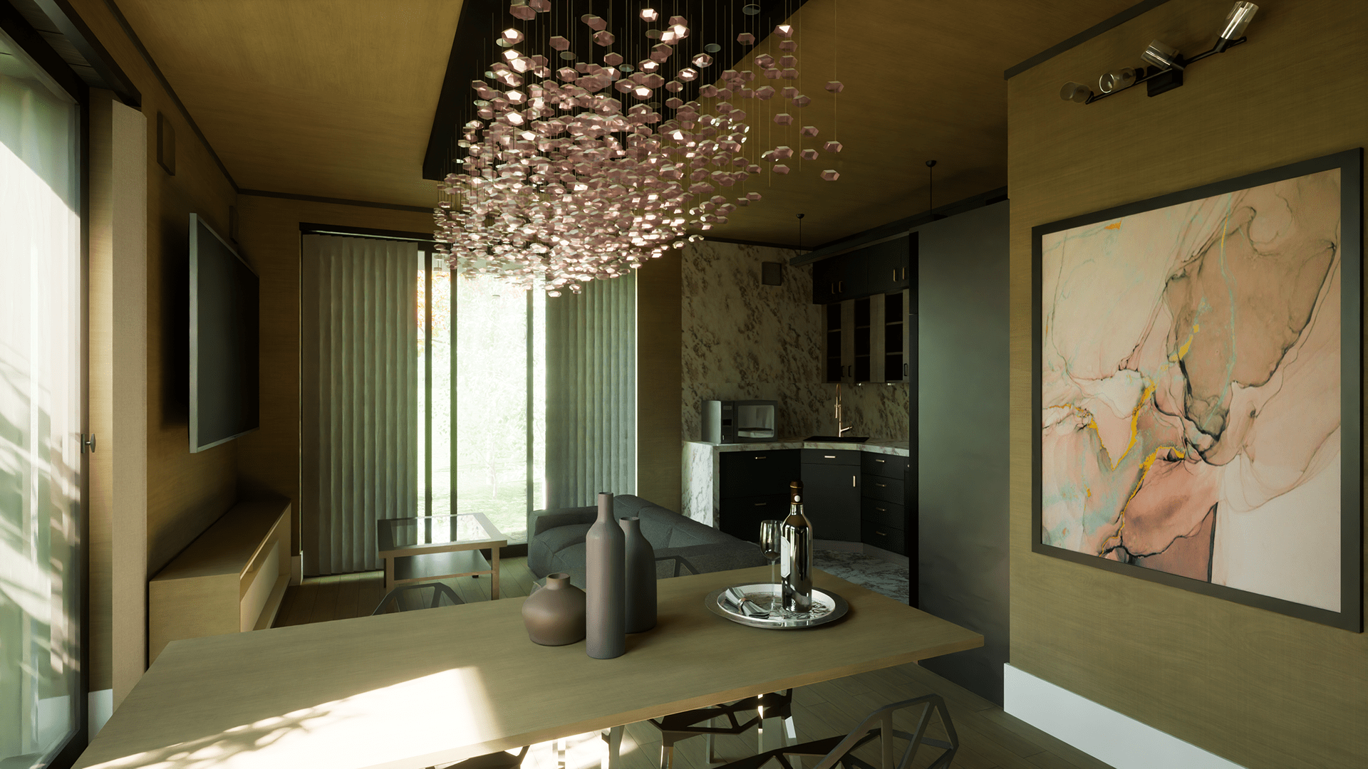 多功能室,客厅+厨房,浴室-18