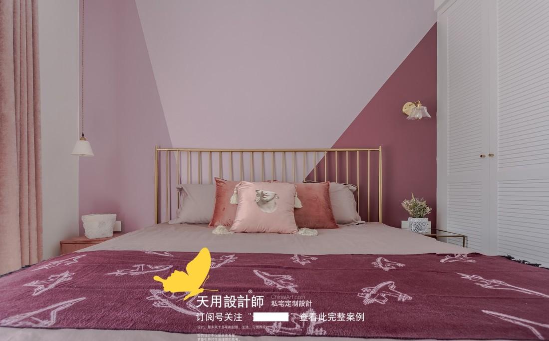 95 平米轻奢风格少女系家居,金属绿植打造甜蜜空间-23