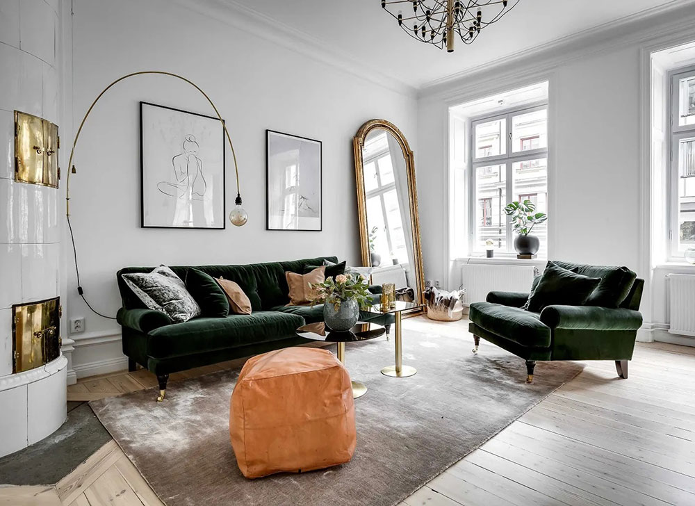 瑞典公寓的巴黎风尚与黑色厨房-3