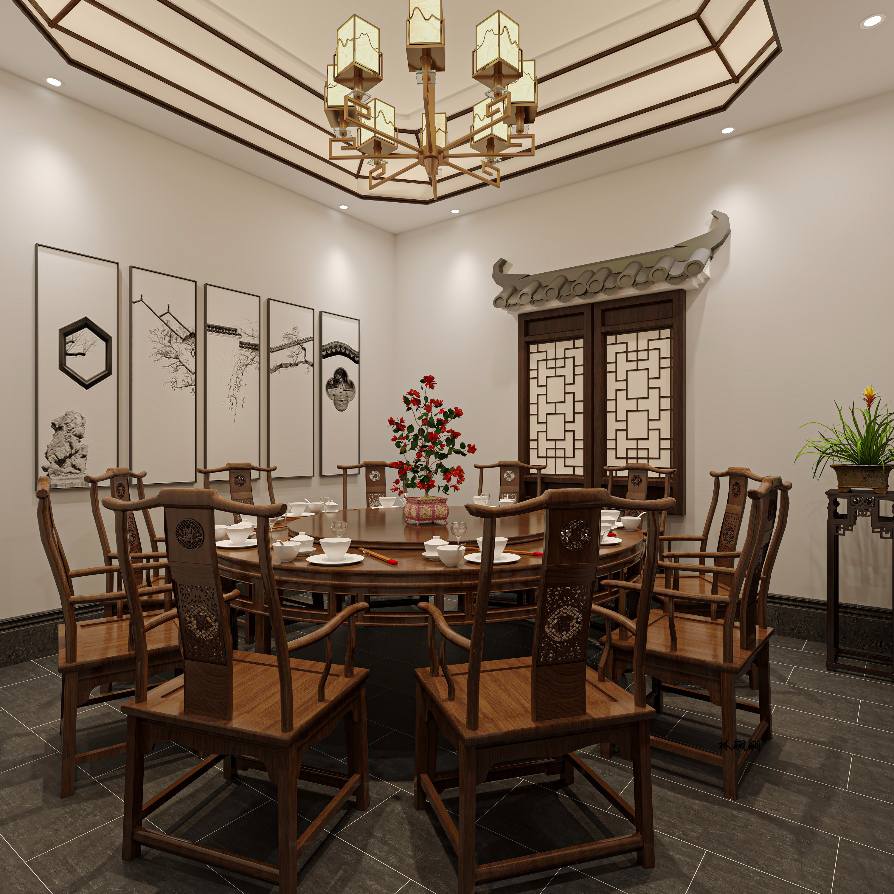 徽派中餐厅|青砖灰瓦马头墙，微韵味浓！-15