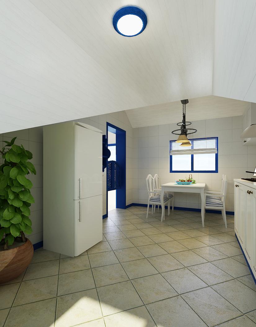 
蓝色经典—吉林市地中海阁楼样板间设计 -5