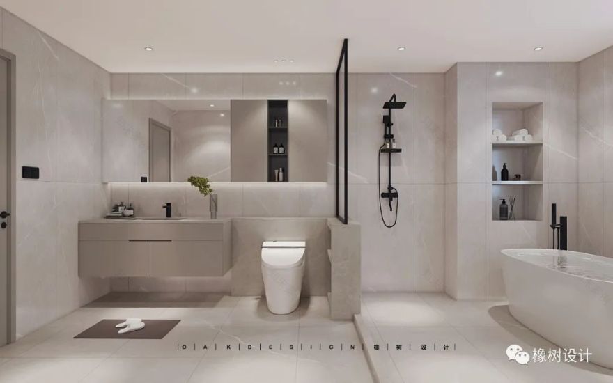 奶油灰轻法式大平层丨橡树设计-30