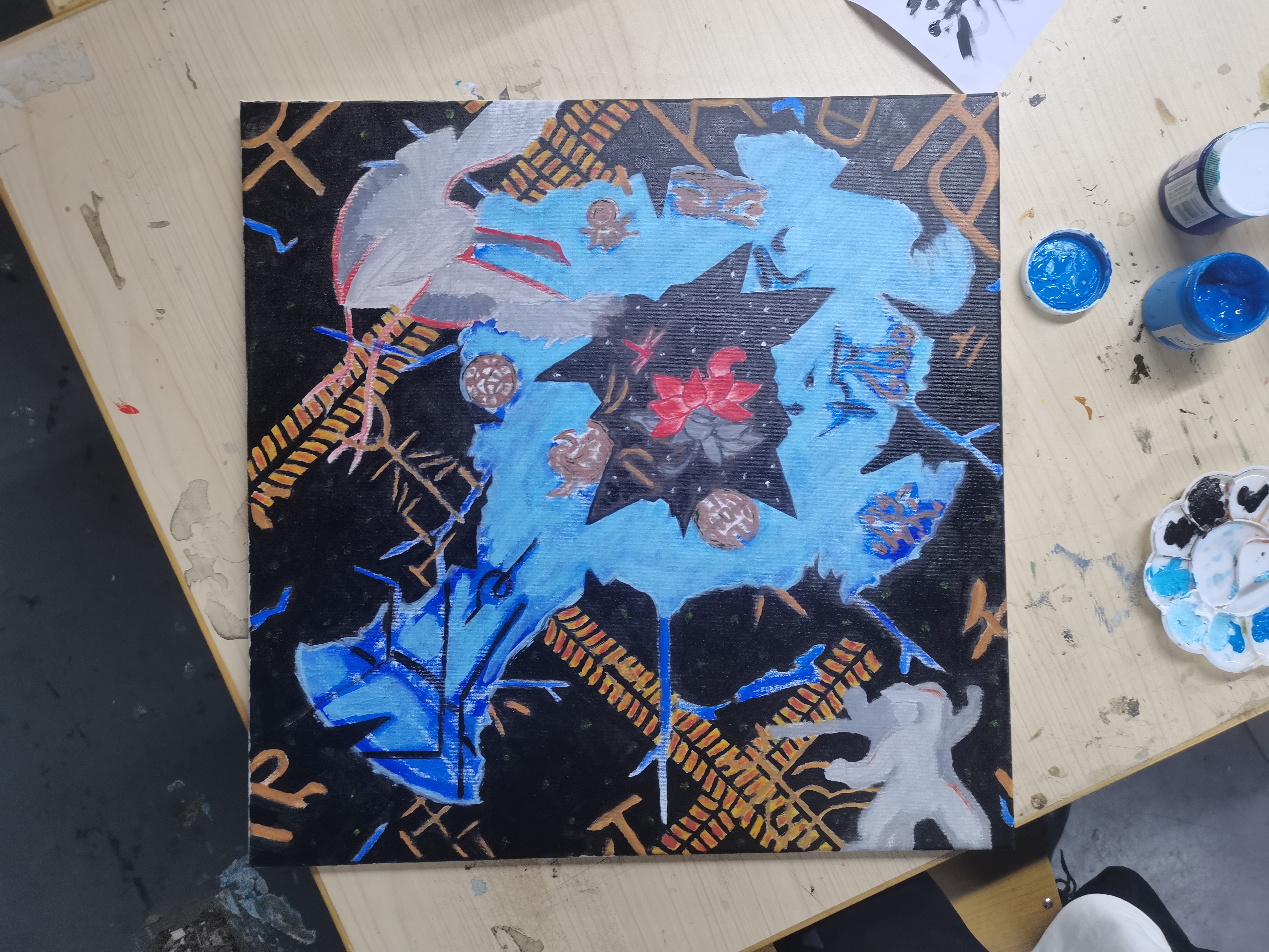 大二 | 丙烯抽象画《破茧》| 美术课设-5