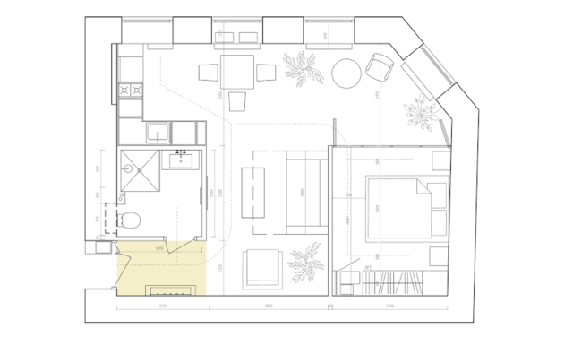 46㎡简约小宅 | 绿植、金属线条与开放式衣柜的完美结合-11