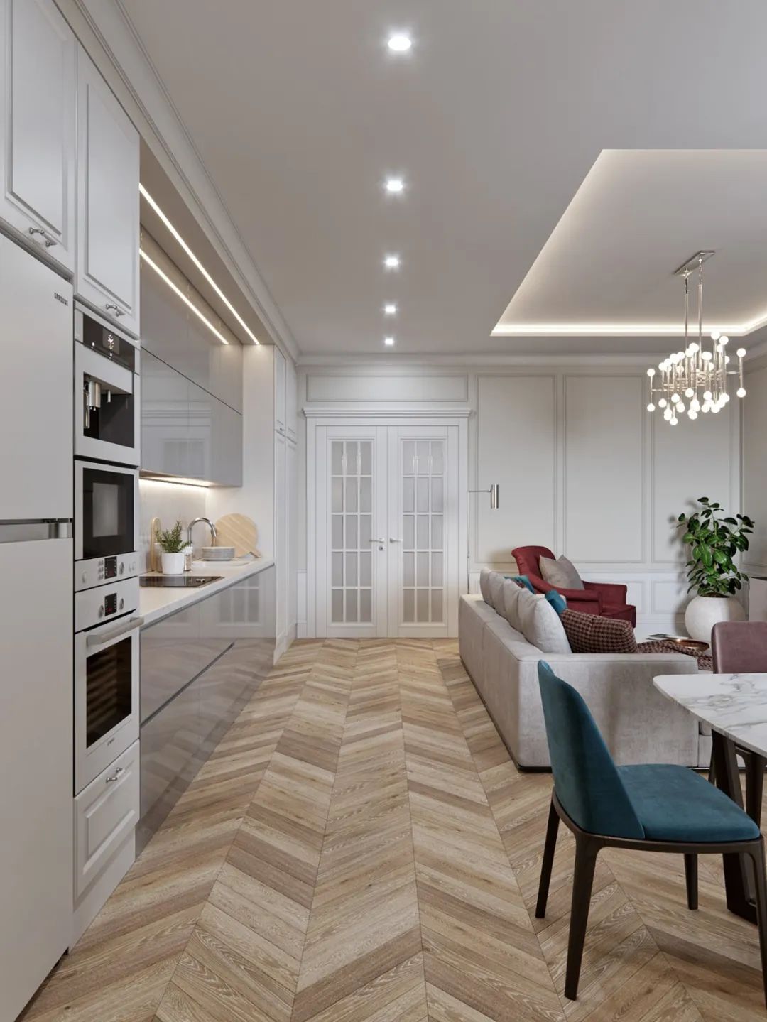 莫斯科现代轻奢高级质感的居住空间-6