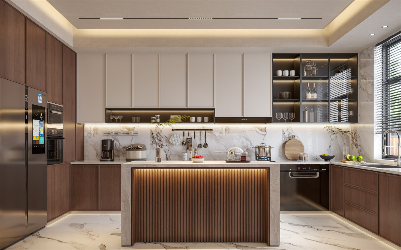 新中式挑空别墅全屋全景-4