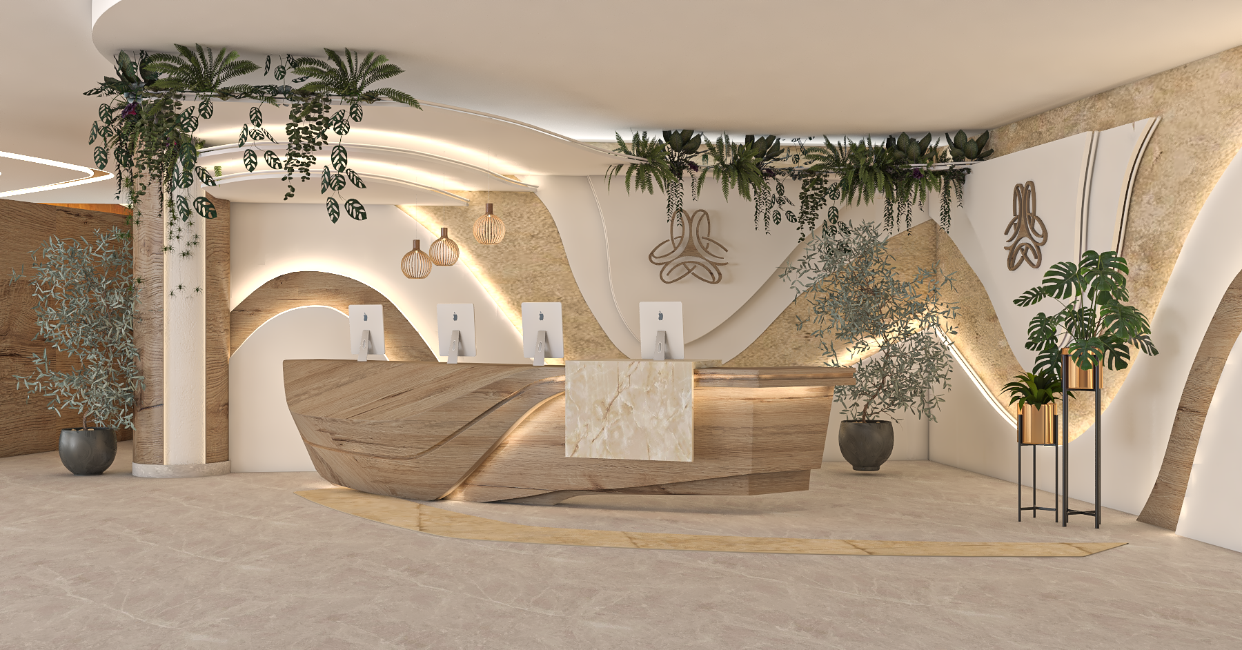 Biophilic 酒店接待处设计丨埃及-17