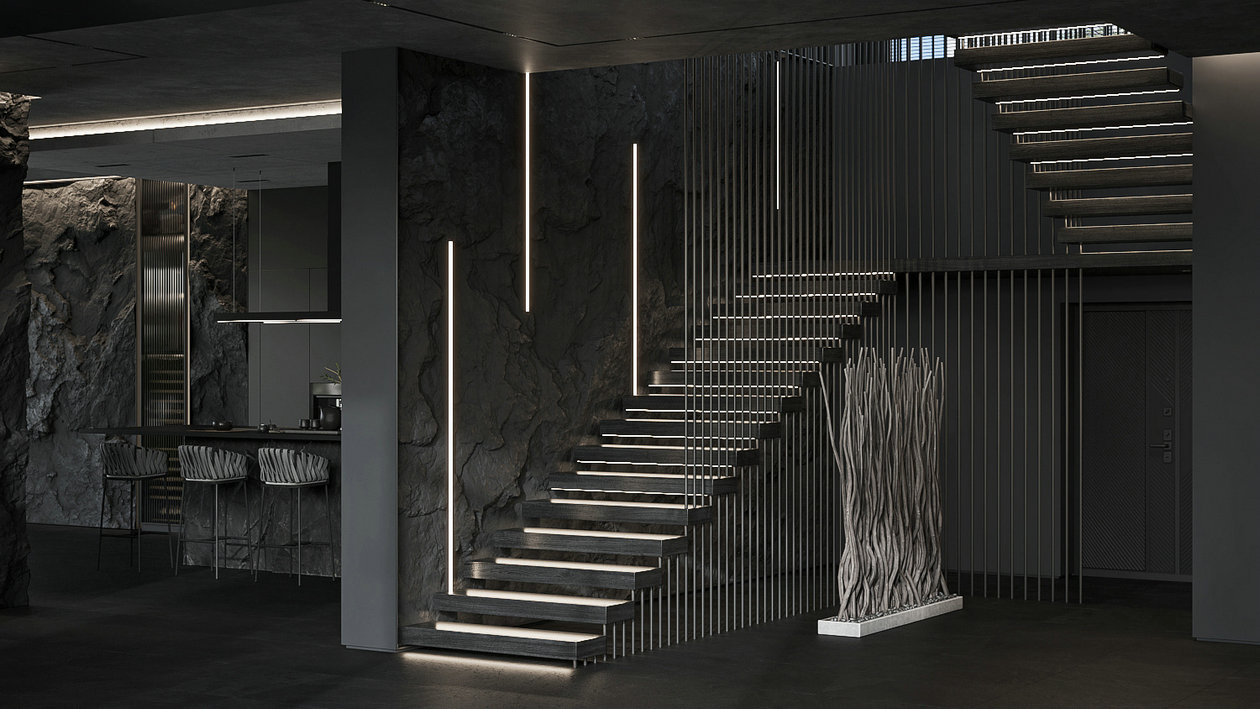 高级黑色系住宅设计-9