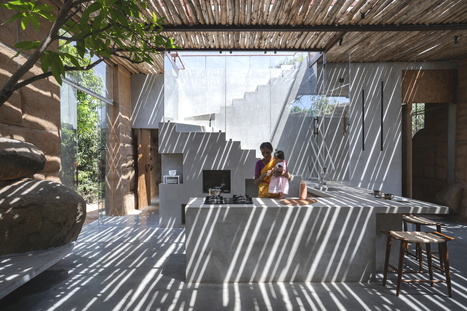 隐于印度荒野的生态友好石墙别墅丨Mitti-17