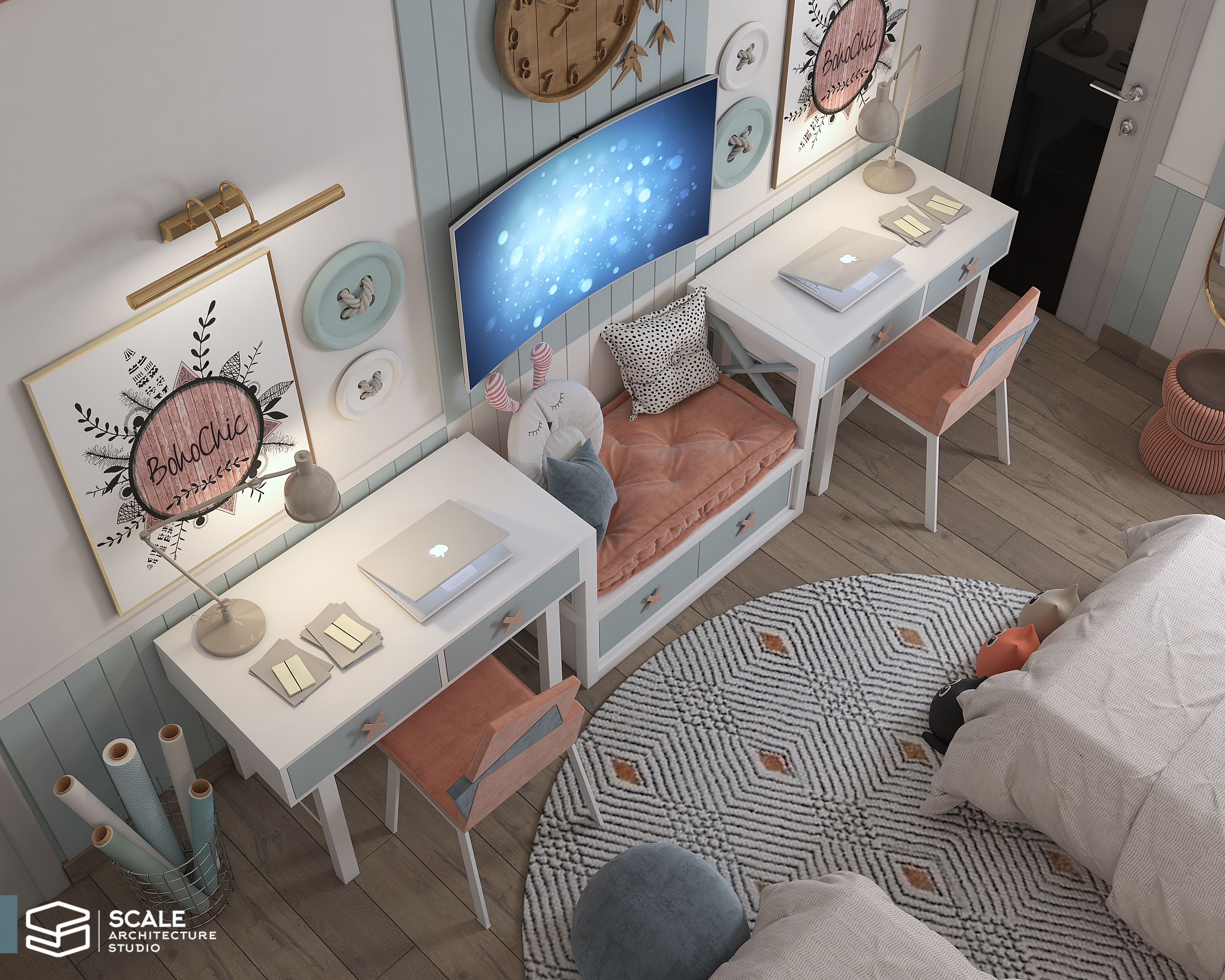 女孩卧室带浴室设计丨Scale Architecture studio office-5