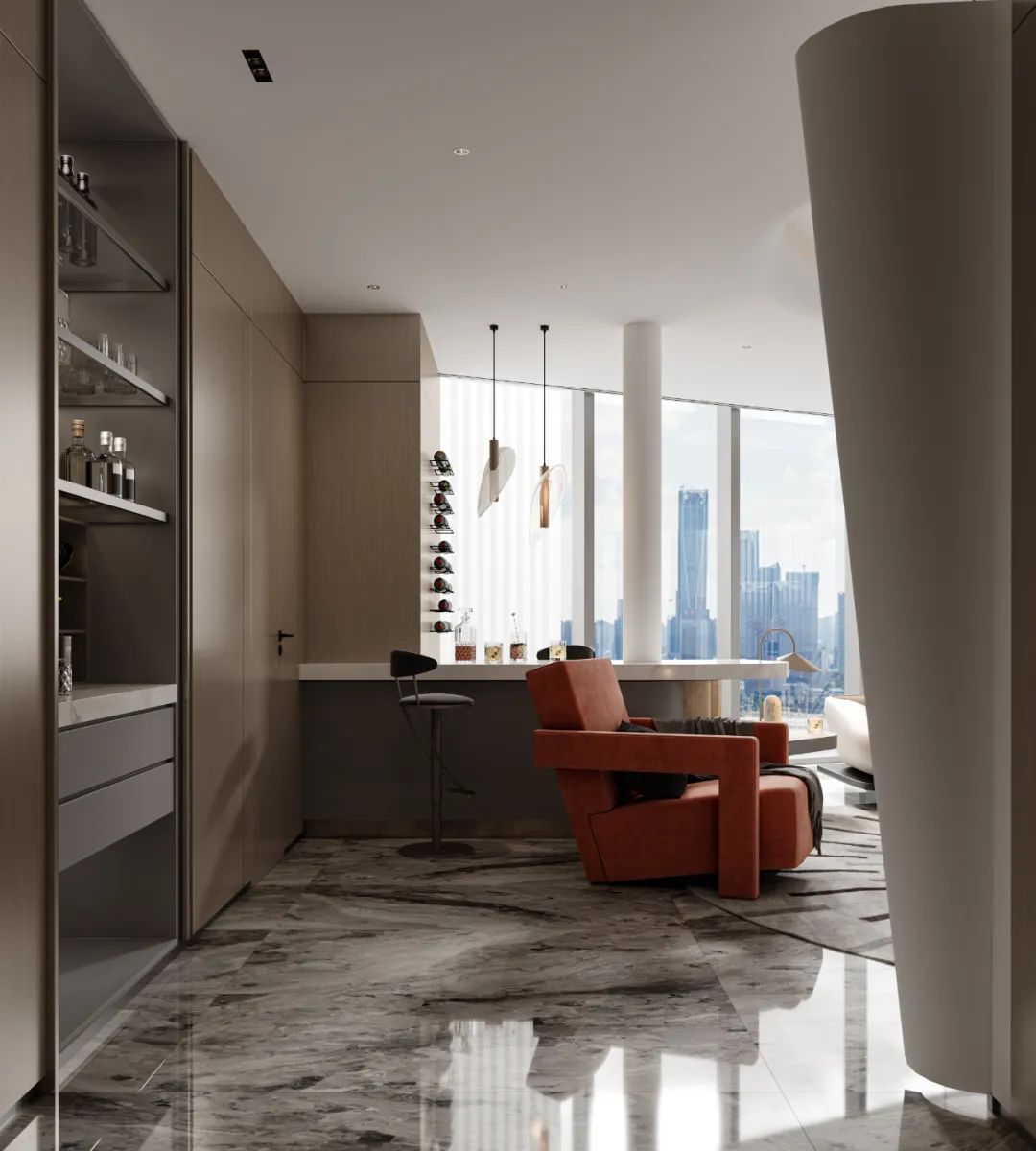 长沙汤臣一品轻奢大平层设计丨中国长沙丨美颂上镜室内建筑设计-4