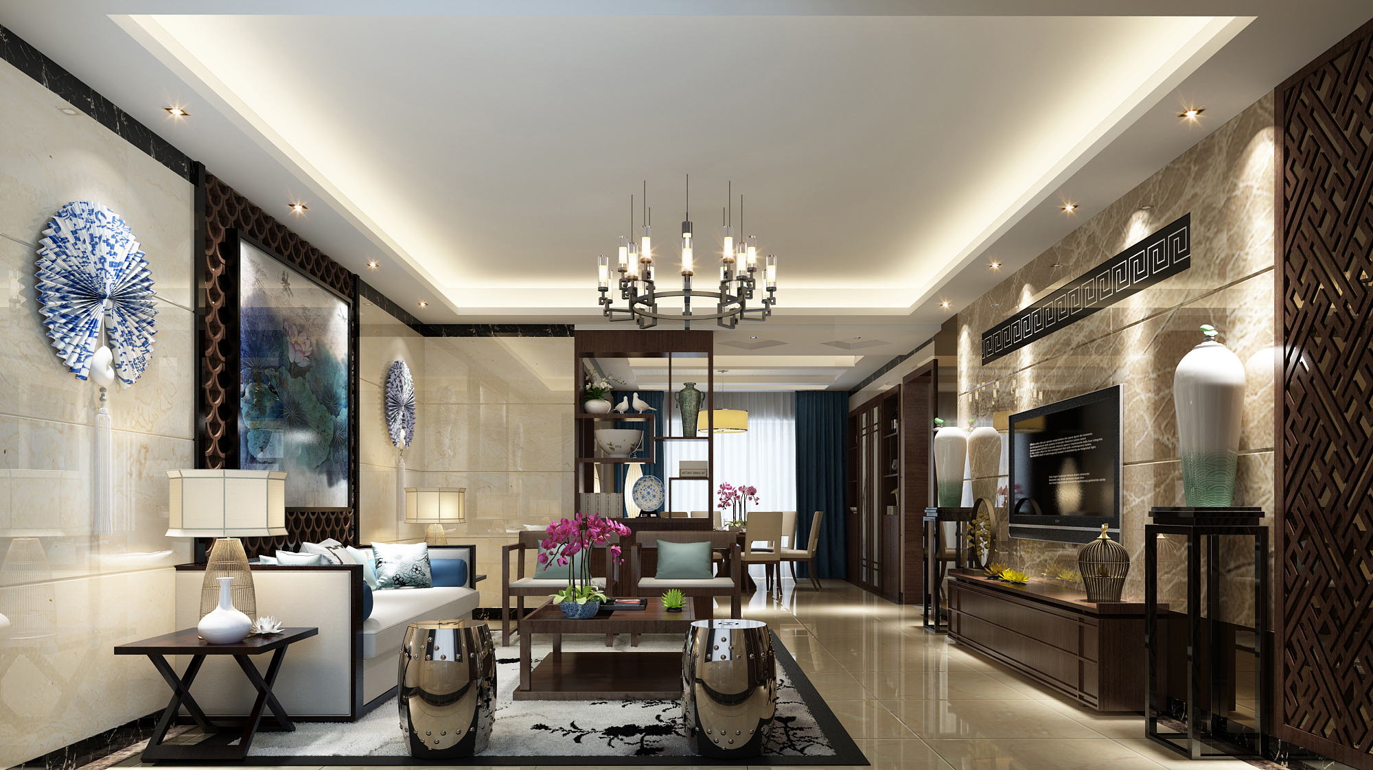 新中式 中式古典 奢华家装别墅样板房-6-19