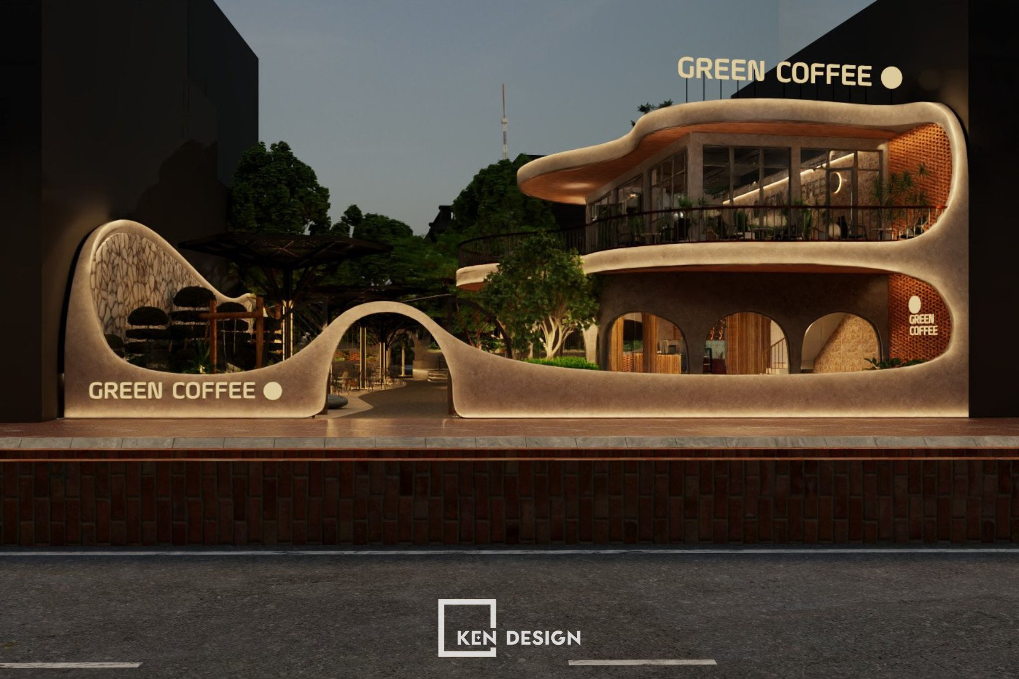 Green Coffee咖啡馆设计丨越南河内丨KenDesign-2