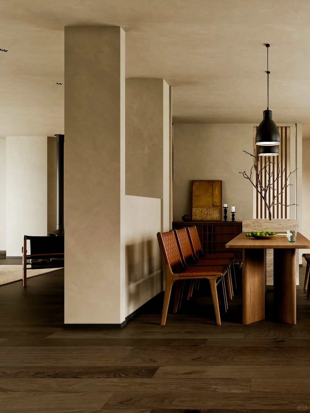 侘寂中古风客餐厅空间设计-12