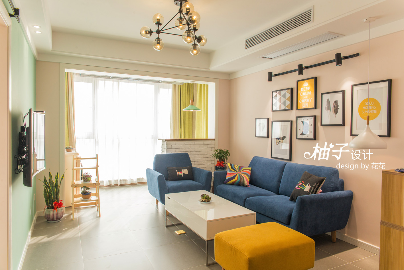 柚子空间设计--苏龙苑90平--马卡龙遇见你                     -0