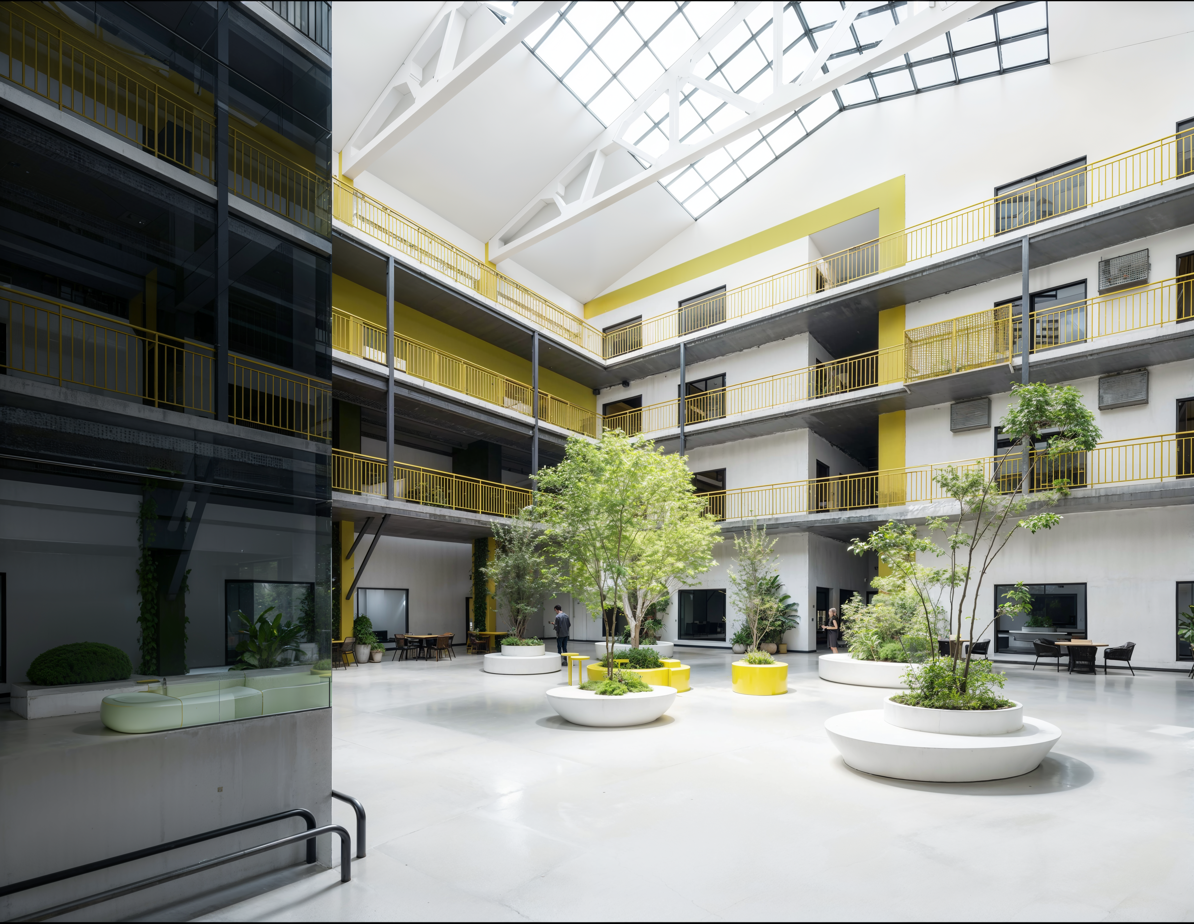 现代公司大堂 效果图 现代绿化 工装-8