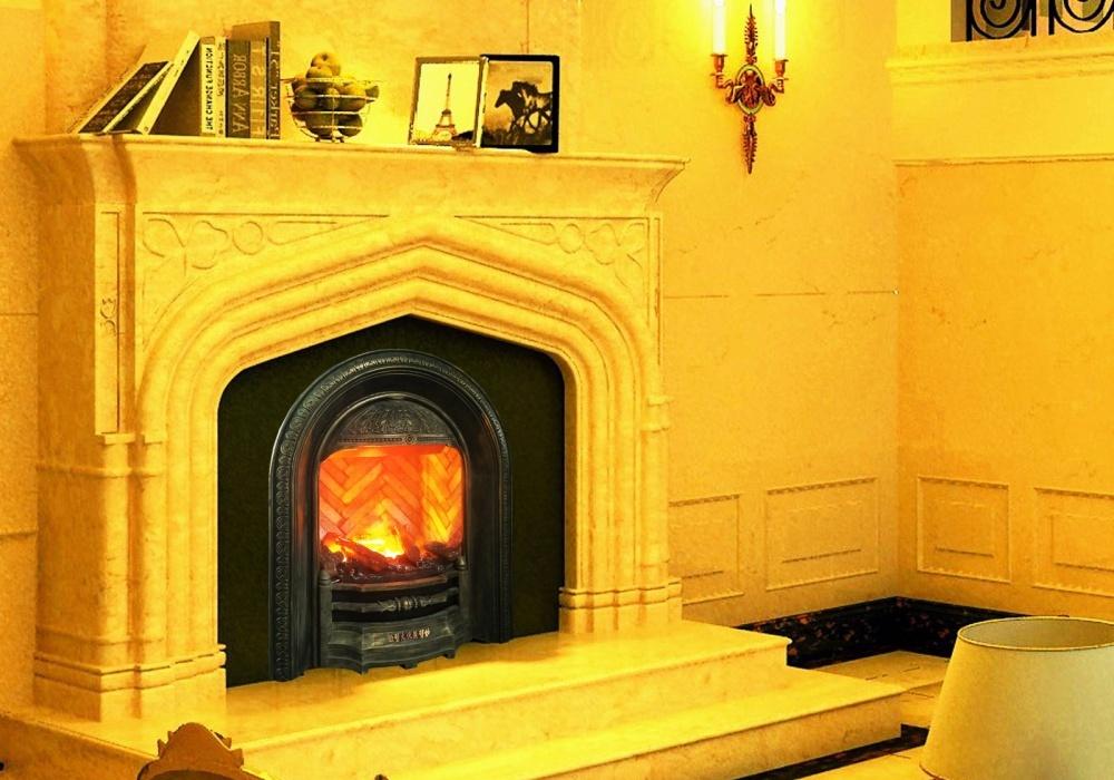 铸铁 3D 雾化电子壁炉，打造仿真火燃木砖砌炉膛的现代家居-4