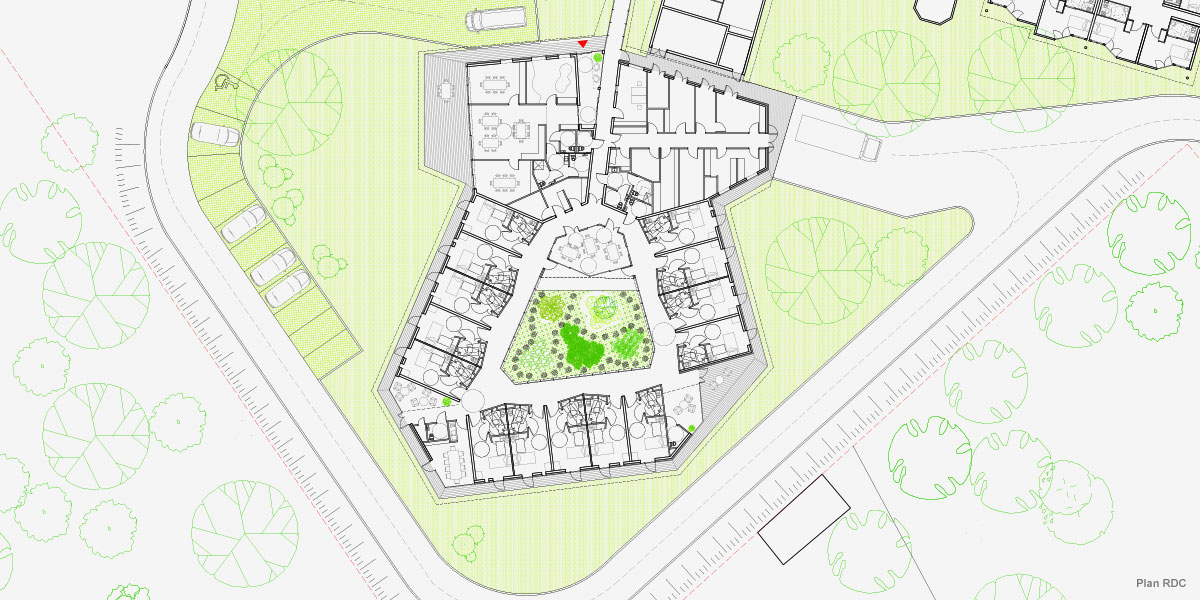 围绕庭院布局的养老院扩建项目丨法国丨CoCo architecture,OTCE-3