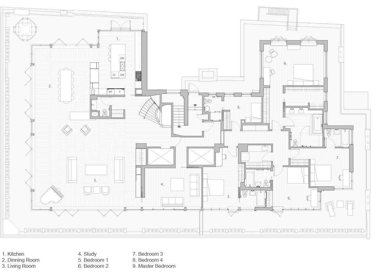 河畔大道190号顶层公寓丨United StatesNew York丨Spivak Architects-23