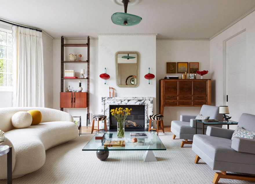 伦敦独特墙纸与明亮装饰的联排别墅-1