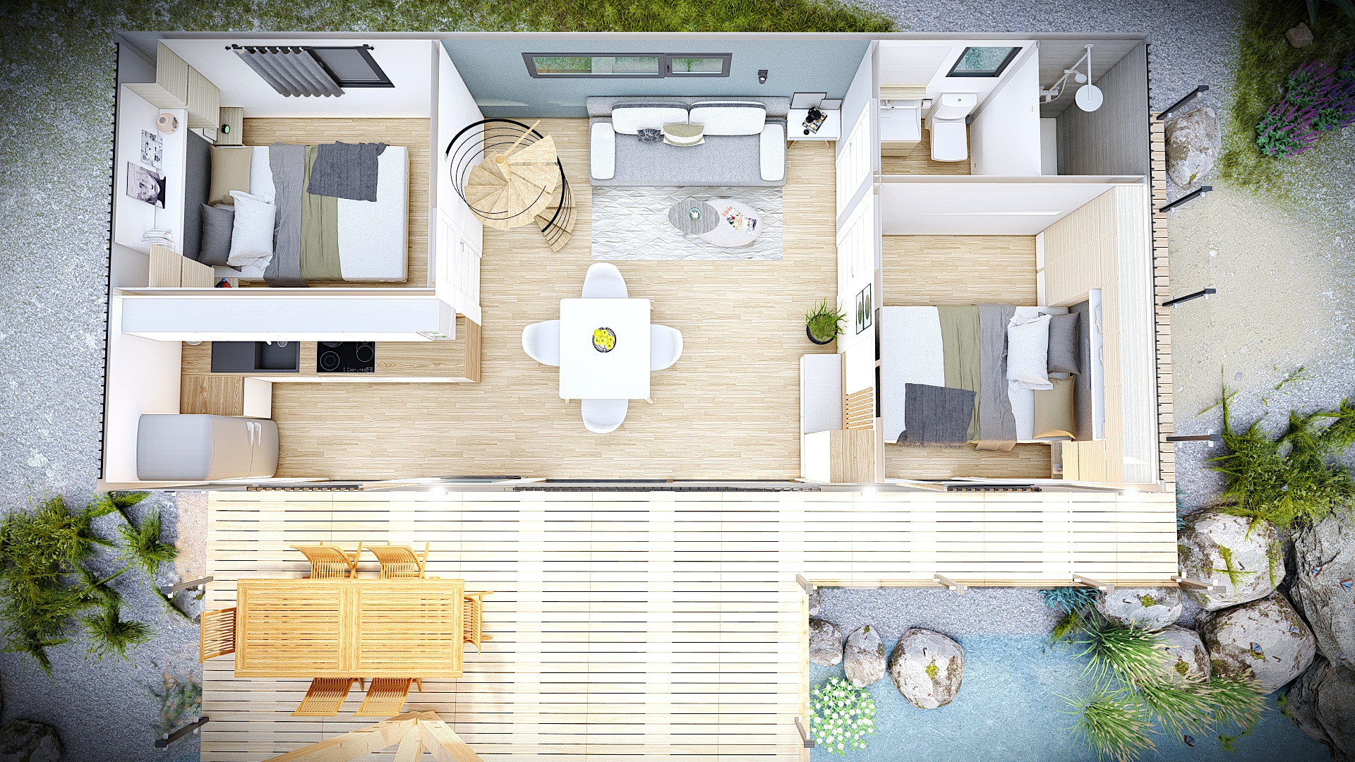 Combo K2 现代 2 层集装箱房-4