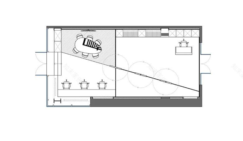 黑白色调的材料样板展厅设计,这个配色也算经典-11