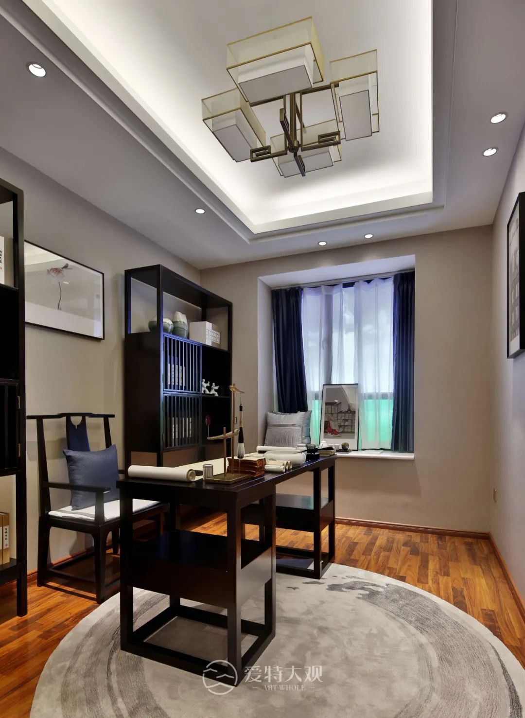 中式样板房实景丨墨韵书香，一个能容纳思想的家！-35