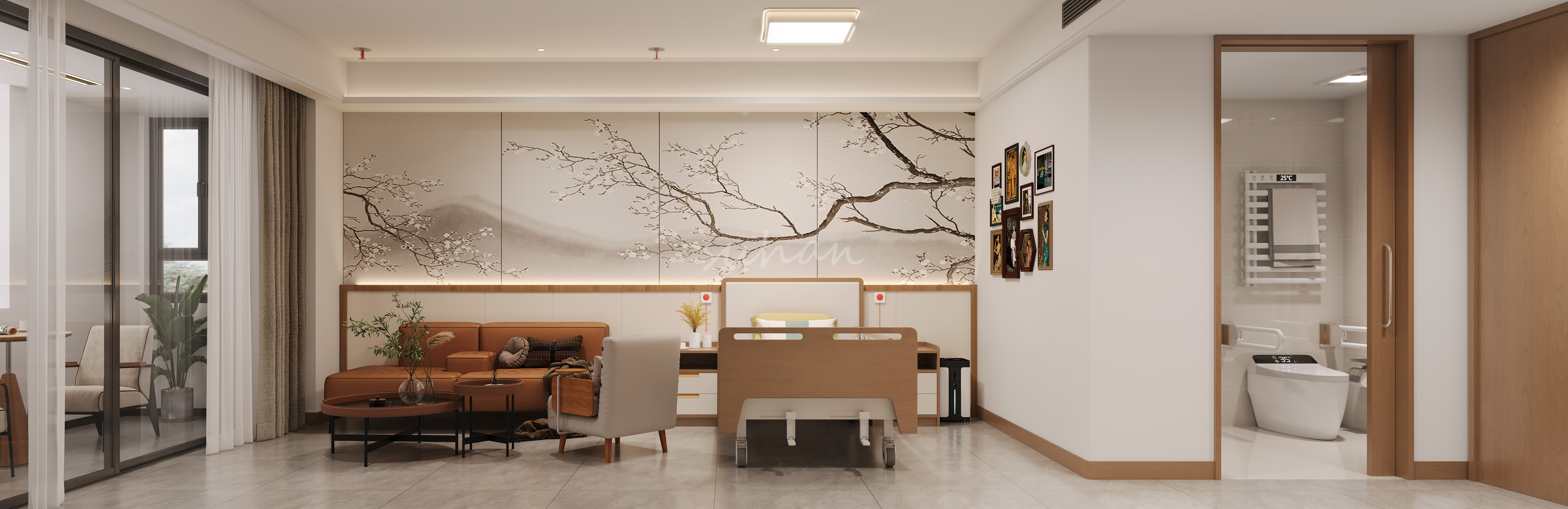 子女探望时三代人拼贴老照片的温馨场景-9