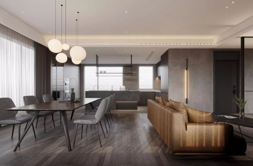 融创越州府顶楼大平层设计 | 温馨灰色系,全开放式厨房-23