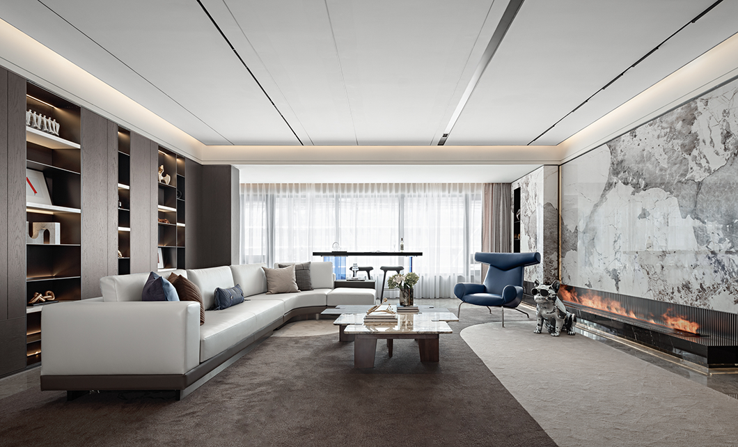 蓝调大平层 · 现代艺术与生活的完美融合丨中国台州丨壹新设计,恩嘉设计-5