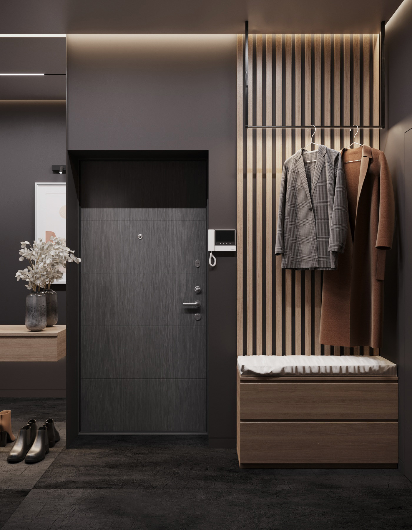 原木与灰色 打造舒适温暖的居住空间                     -0