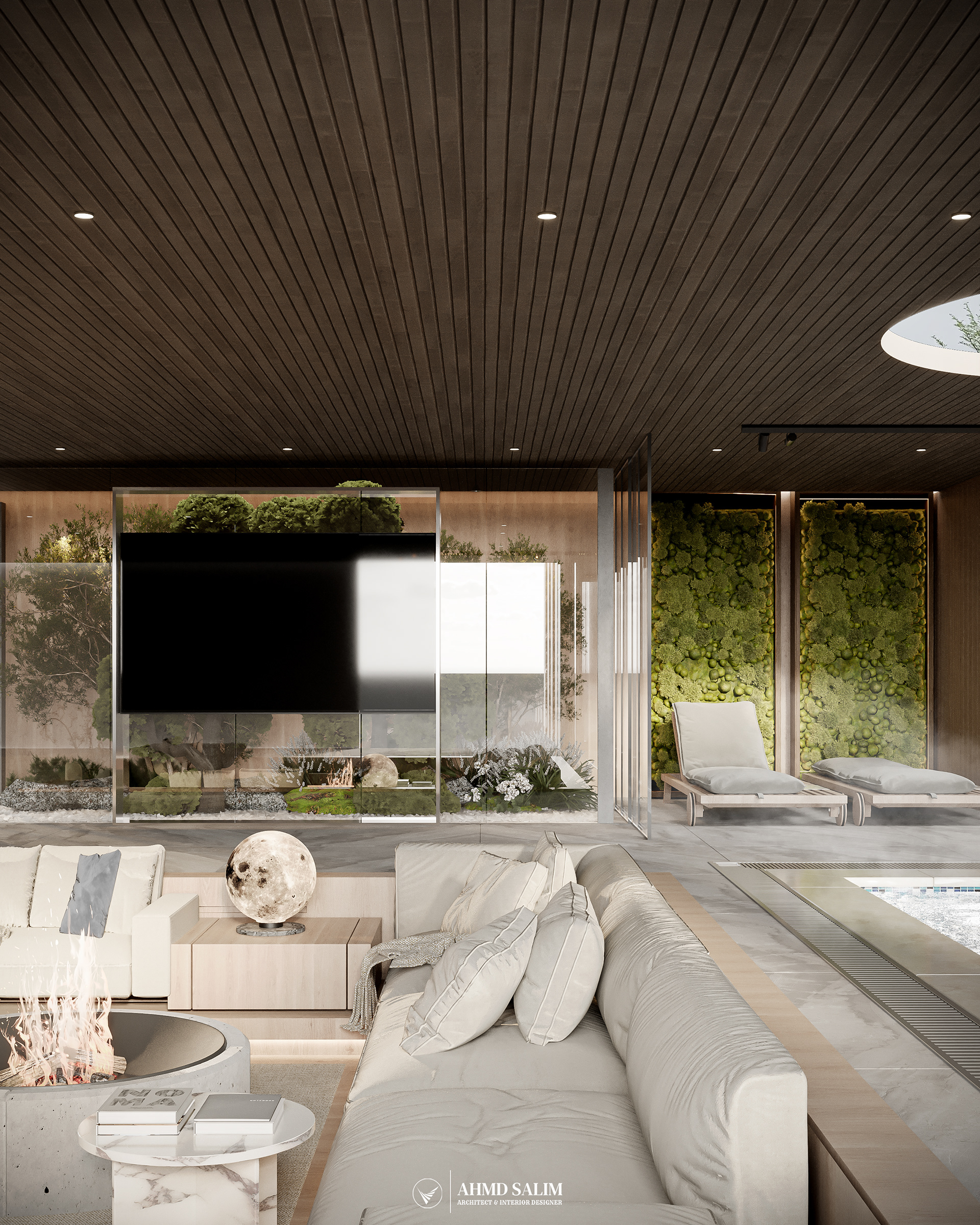 泳池和带蒸汽区的客厅丨英国丨@ahmd.salim.designs-12