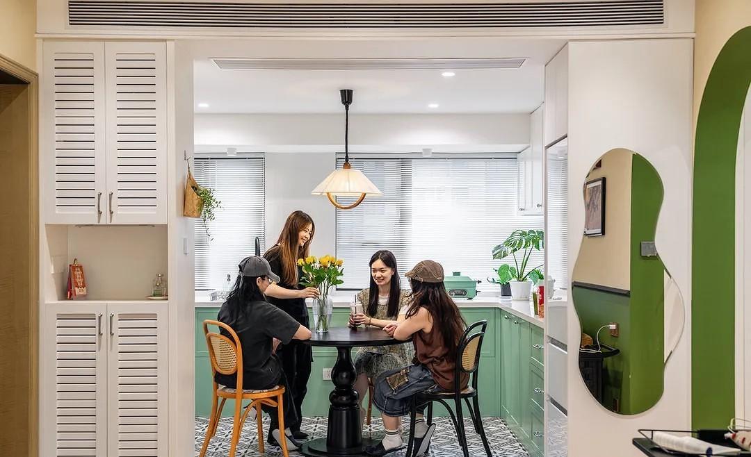 南洋复古,客餐厨一体+隐形晾晒,整洁翻倍-48