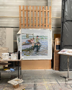 Jeunes Garçons pêchant（少年钓鱼图放大绘制）