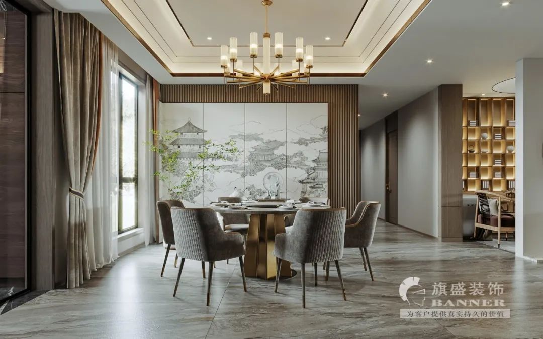 白桦林小区新中式风格平层设计丨旗盛-24