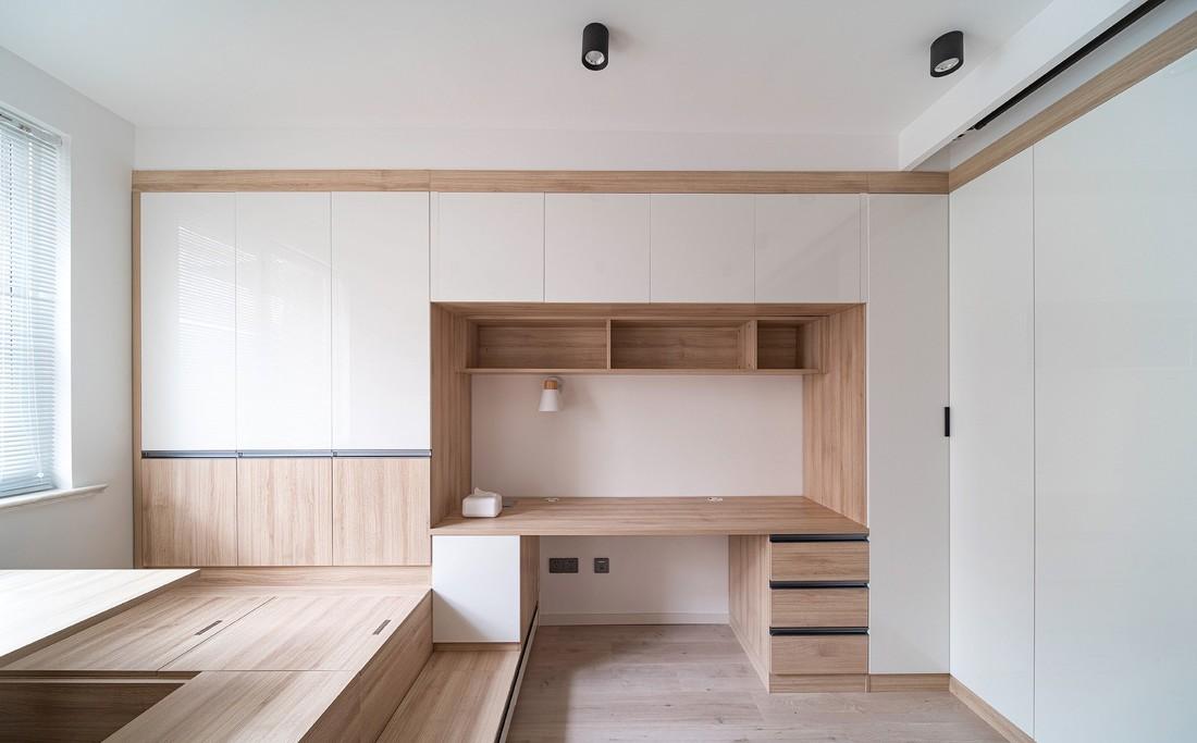 50 平二居室极简原木风设计,紧凑空间多功能利用-29