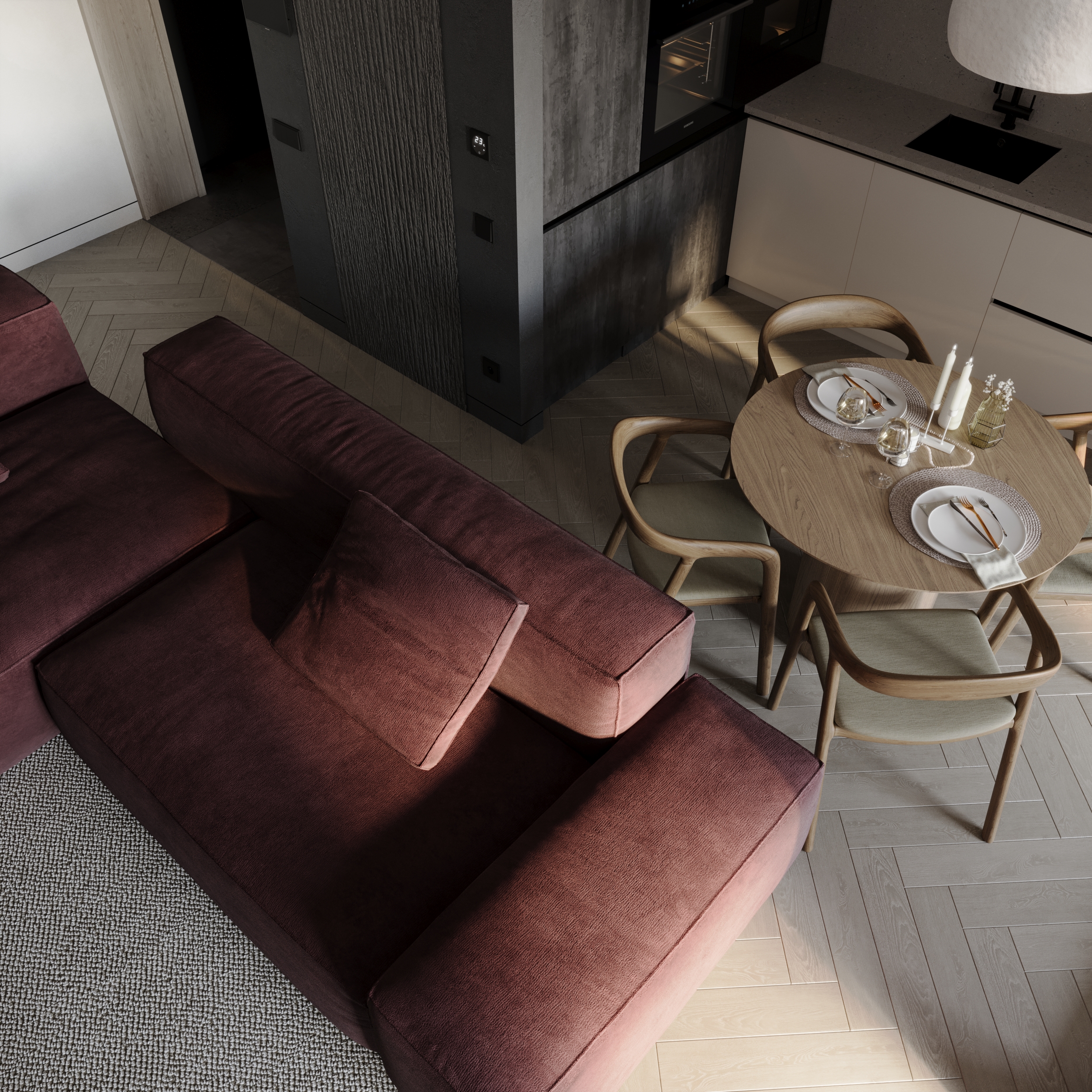 厨房  客厅及走廊室内设计-3