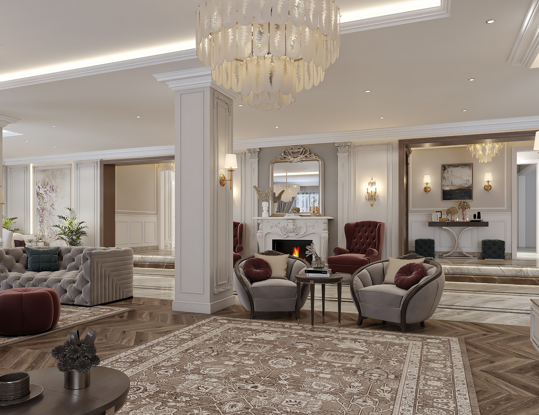 NEOCLASSIC RECEPTION（新古典接待区设计）丨MARWA EMAD-13