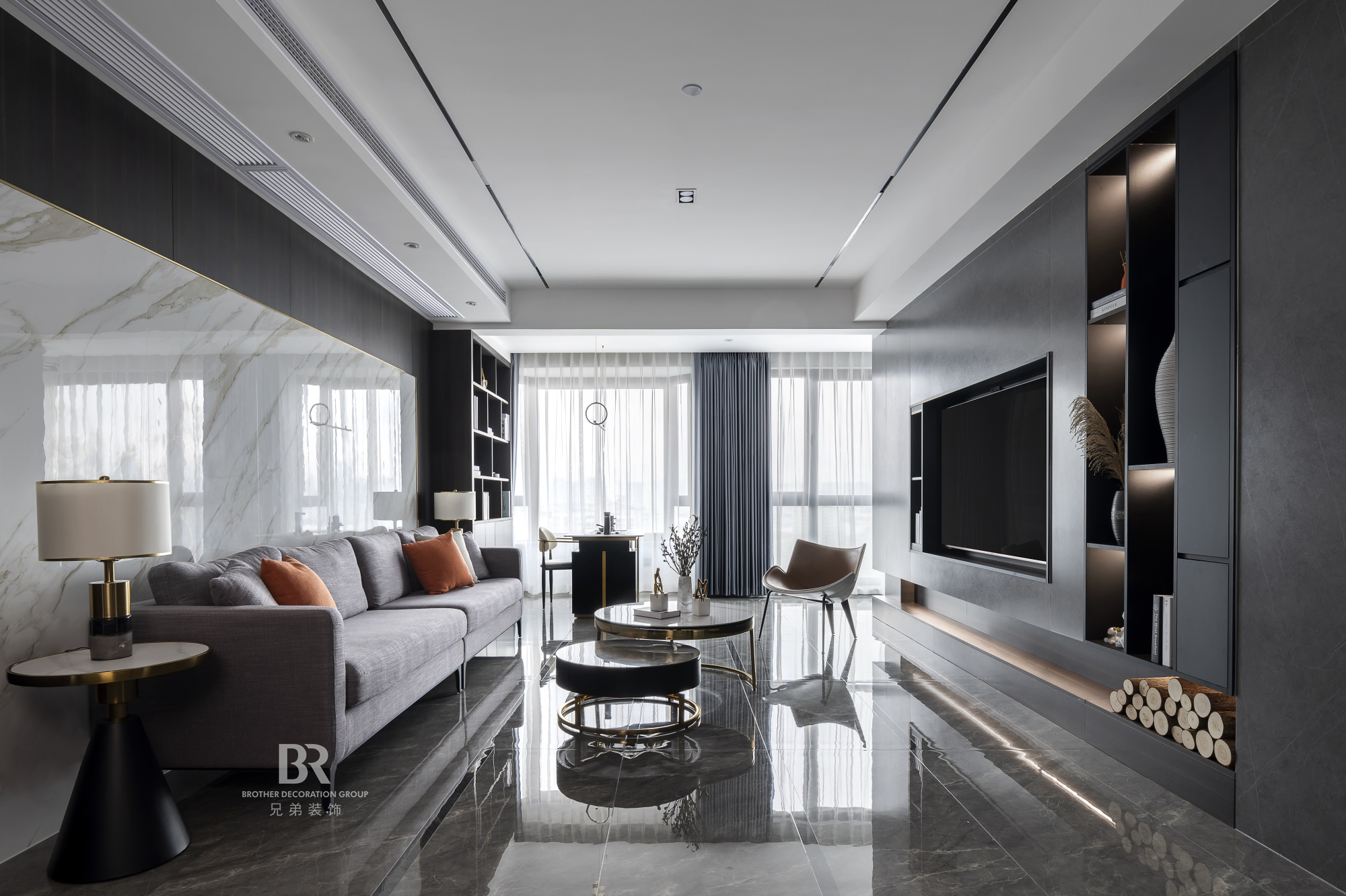 鲁能星城外滩现代意式轻奢跃层设计丨中国重庆丨兄弟装饰-8