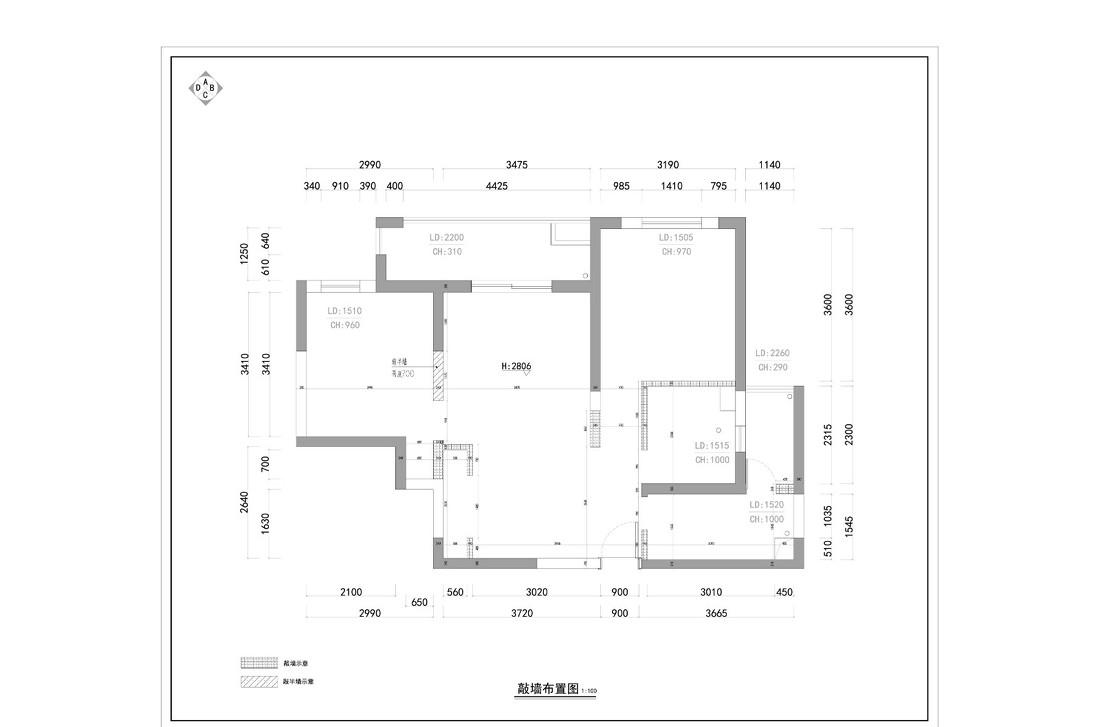 木卡工作室丨平层丨一面照壁，两条弧线-0