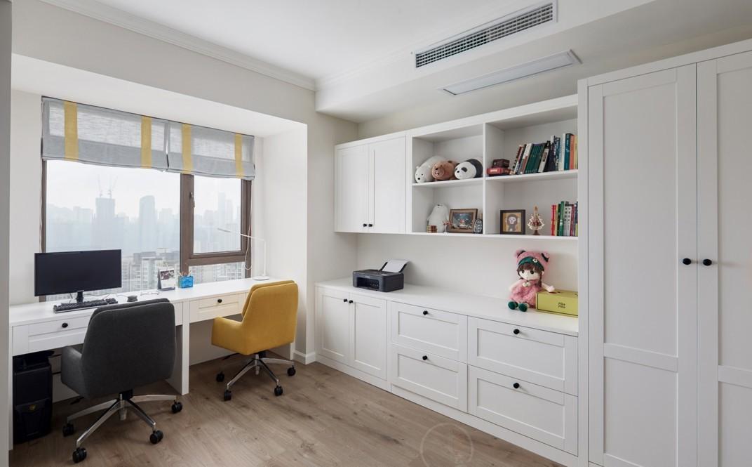 薄荷夏日,书柜壁炉打造清雅空间-7