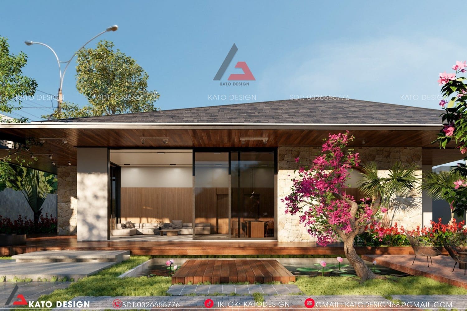 Mẫu Nhà Cấp 4 Có 2 Phòng Ngủ đẹp Cho Gia đình ở Nông Thôn-1