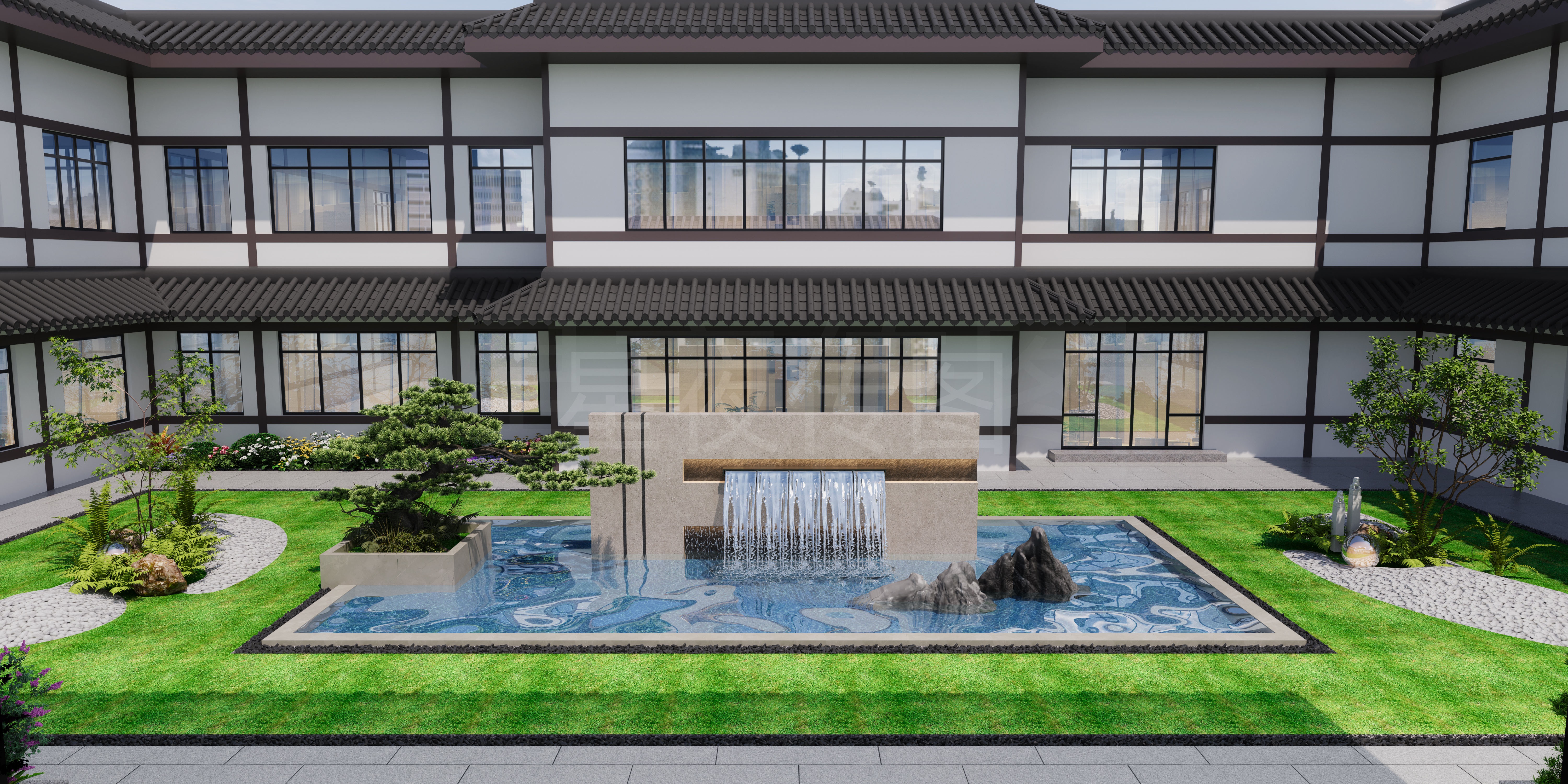 别墅  庭院 外景 效果图-9