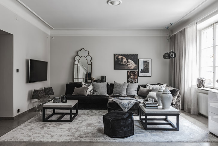 瑞典 96 平米黑白优雅公寓 | 简约风格的艺术呈现-11