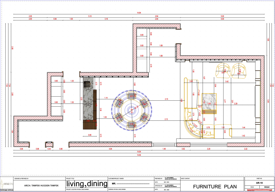 客厅与餐厅施工图丨卡塔尔多哈-3