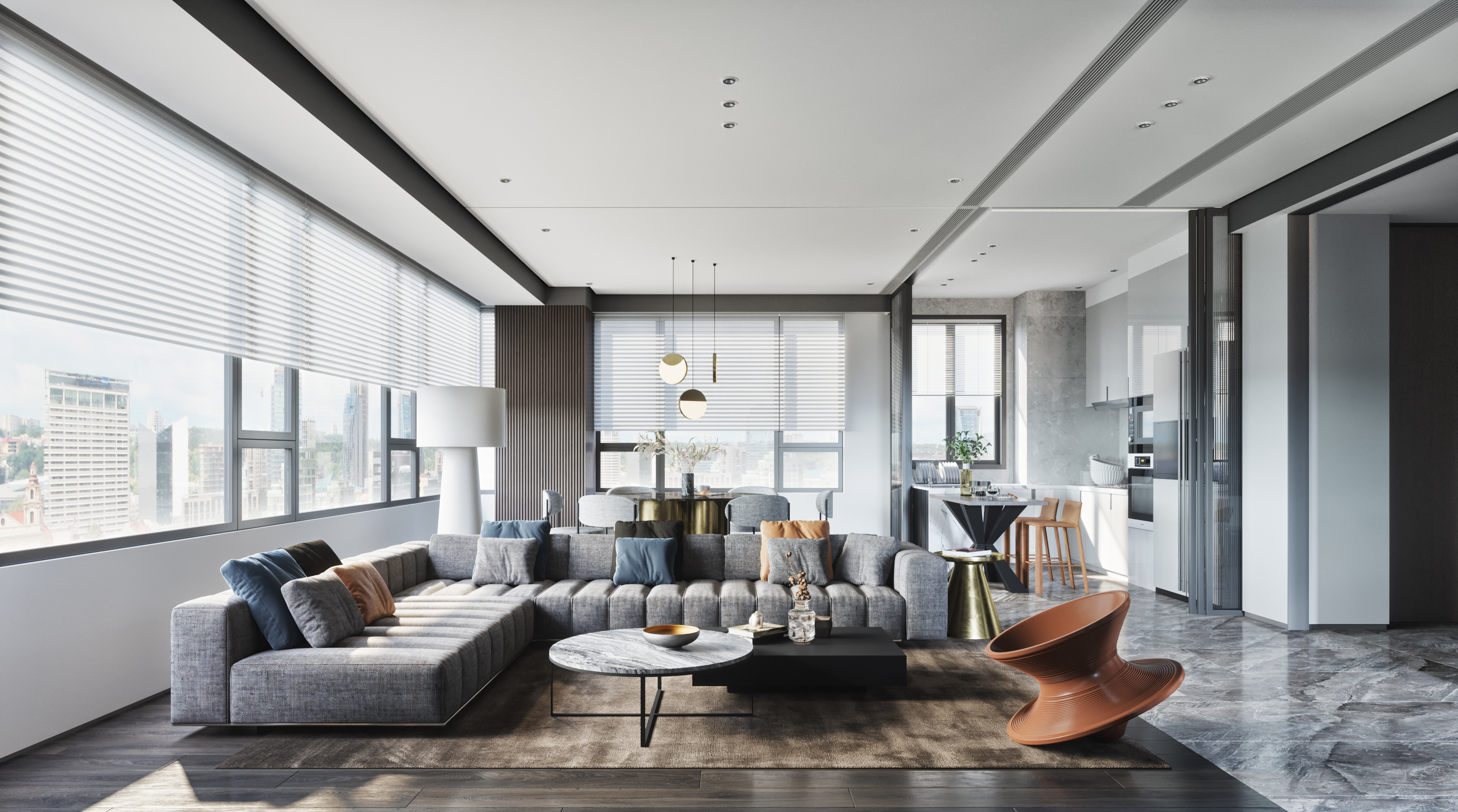 时尚客厅设计，Fstorm 渲染与 PS 打造惊艳空间-1