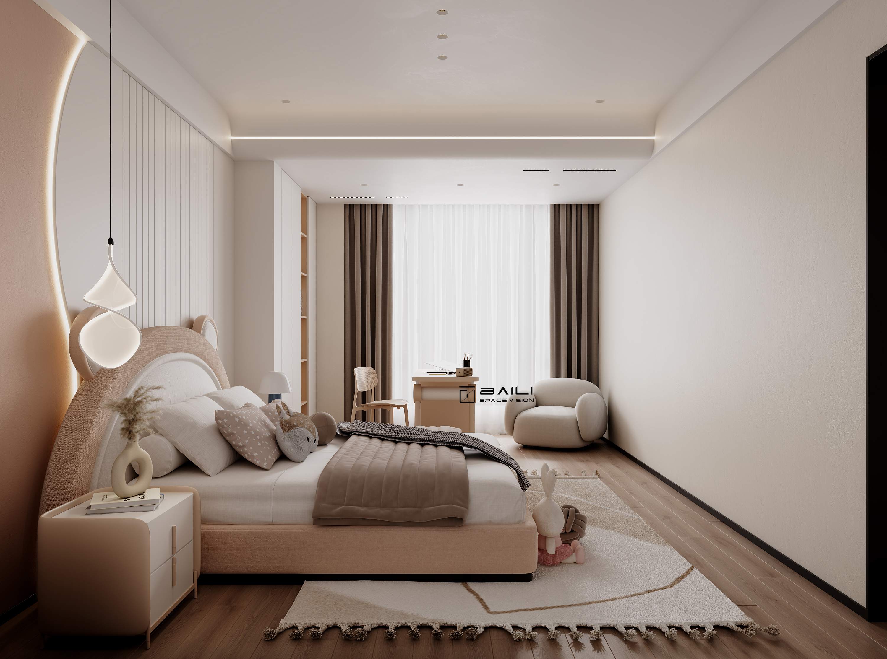 奶油风别墅全屋-12