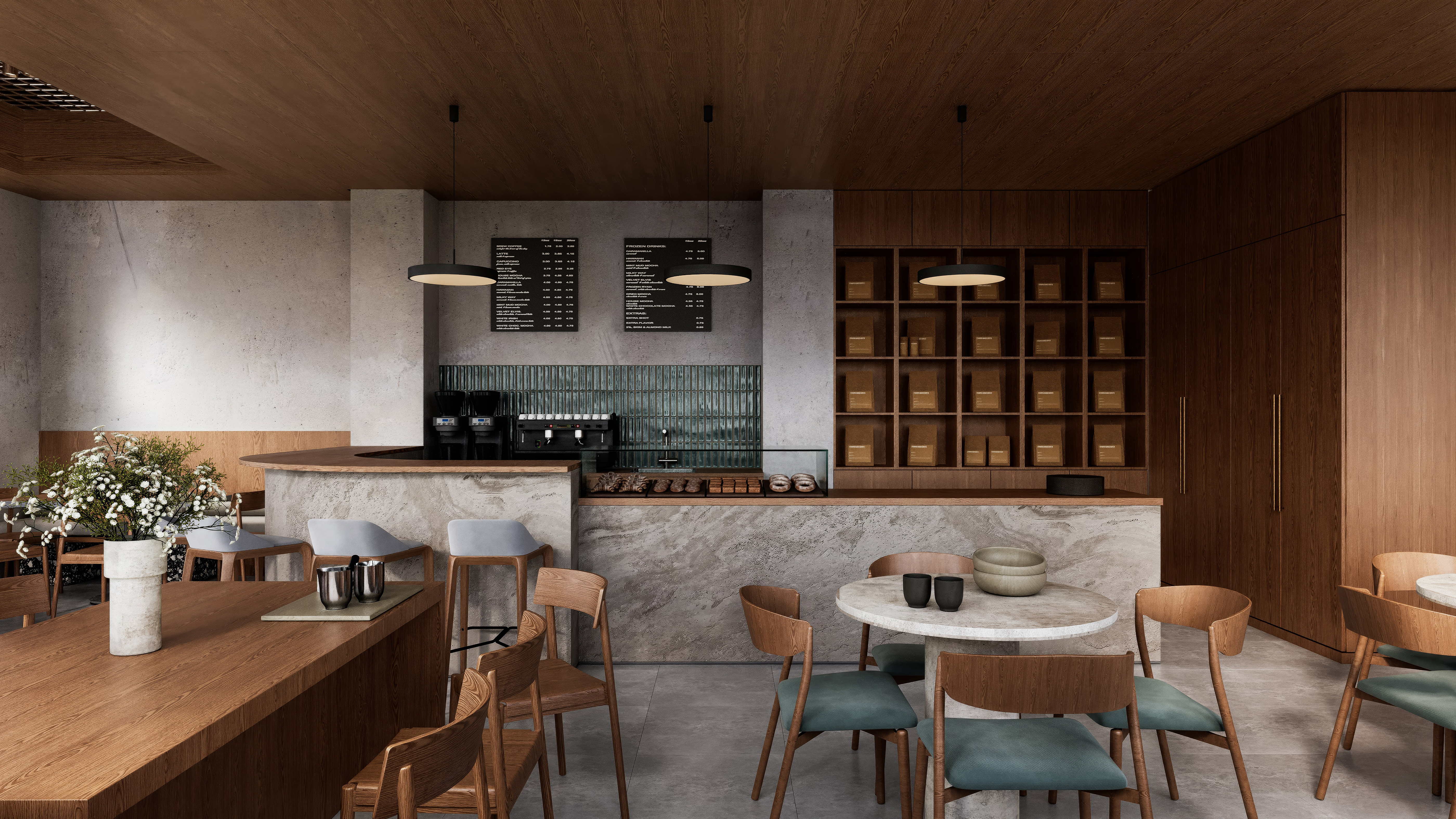 现代咖啡馆室内可视化展示-4