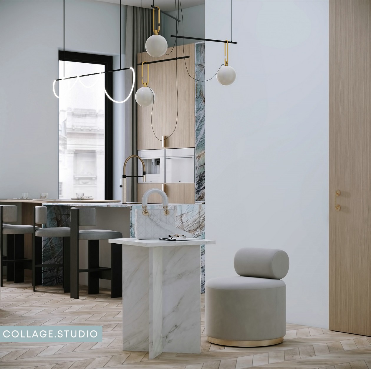 浅蓝色+木质 美的纯粹又自然。-3